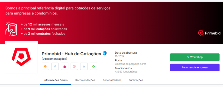 Pontos de Contato com sua empresa